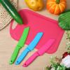 48 Pcs Kids Plastic Knife Set with Cutting Board Toddler Knife Tools, Including 24 Child Safe Knife 24 Chopping Board Kids Cooking Utensils for Salad Fruit Vegetables, Colorful view 4