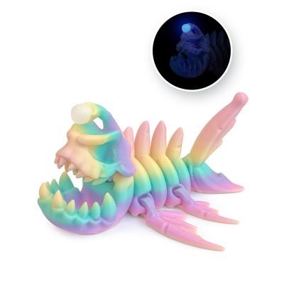 3D Printed Stuff 3D Printed Mini Animals Skull Lanternfish for Home Office Executive Desk Decoration Surprise Fantasy Gifts-Rainbow