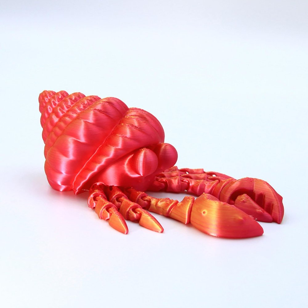 3-d Printed Animals 3D Mini Animals Big-Eyed Hermit Crab for Stress Relief Home Office Decompression Decor Executive Desk Toys-Red Gold