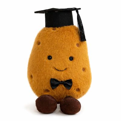 10-Inch Cute Graduation Potato Plush Stuffed Animal Toy, Soft Plushie with Graduation Cap and Bow Tie, 25cm Congratulations Graduate Gift for Students (Brown)