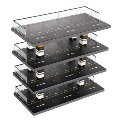 PLITEDDE 1/64 Scale Display Case, Diecast Toy Car Storage, Freestanding Parking Garage Diorama with 4 Levels, Maximum 40 Cars Capacity, Clear Acrylic & Solid Wood Material