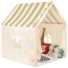 Anbte Kids Play Tent, Spacious & Portable Playhouse Toddler Tent, Indoor/Outdoor Playhouse for Toddlers Kids Toys for Boy Girl Birthday Gift, Easy Setup Metal Rods with Lights, Beige Stripes view 1