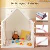 Anbte Kids Play Tent, Spacious & Portable Playhouse Toddler Tent, Indoor/Outdoor Playhouse for Toddlers Kids Toys for Boy Girl Birthday Gift, Easy Setup Metal Rods with Lights, Beige Stripes view 4