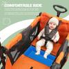 Rovique Wagon Stroller for 2 Kids, Convertible Baby Wagon with Bassinet Mode, Removable Canopy, Snack Tray, 5-Point Harness, All-Terrain PU Wheels, Adjustable Push Pull Handle (Orange) view 3