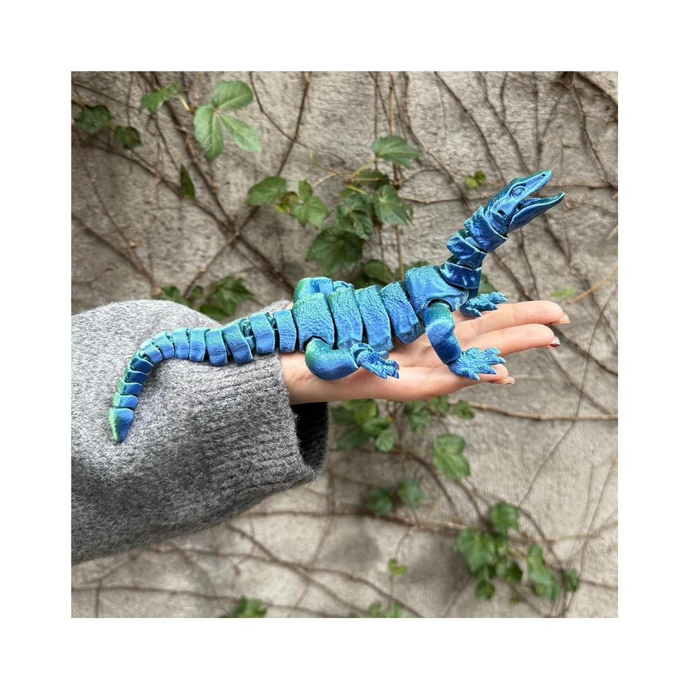 3D Animals 3D Printed Toy Lizard for Home Office Executive Desk Decoration Surprise Fantasy Gifts-Laser Green||30cm/11.8in