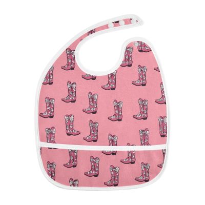 foixnub Baby Bibs for Boys Girls Retro Coquette Cowboy Boots Bow Western Newborn Drooling Bibs for Feeding Teething 1pack