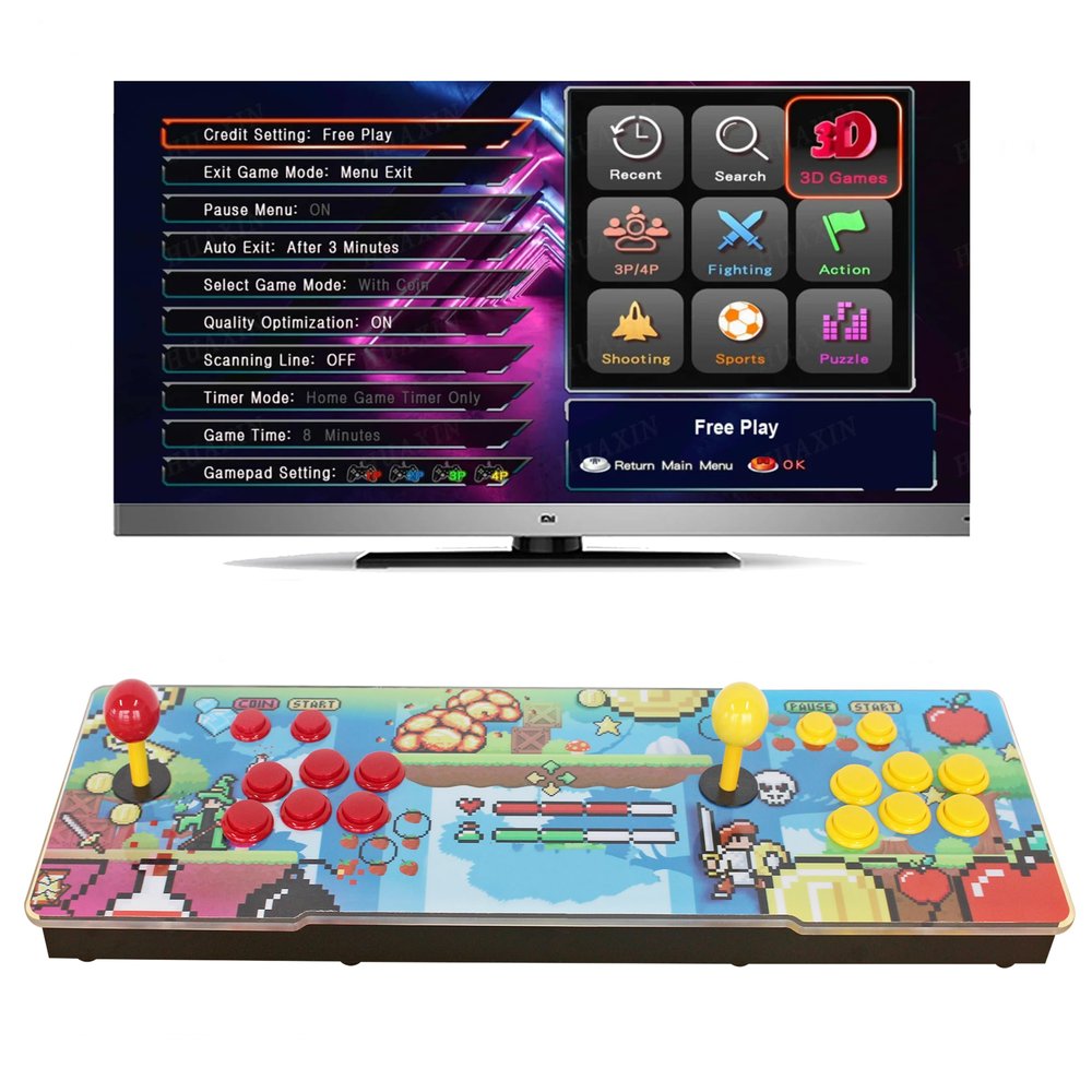 26800 in 1 Box Retro Arcade Game Console, Support 1280X720 Video Game Machine for PC Projector 4K TV 4 Player 3D Game, Search Save Delete Function, Favorite List (9800 DX Plus)