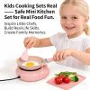 SEPSUMMER Kids Cooking Sets Real Mini Electric Stove & Pan Safe Real Food Fun, Functional Junior Chef Kitchen Set for Girls (Green, 42pc) view 2