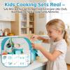 SEPSUMMER Kids Cooking Sets Real Mini Electric Stove & Pan Safe Real Food Fun, Functional Junior Chef Kitchen Set for Girls (Green, 42pc) view 4