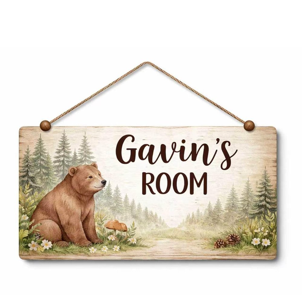 Jungle brown bear Sign Custom customized name wall decor personalized wall decor for little boys room