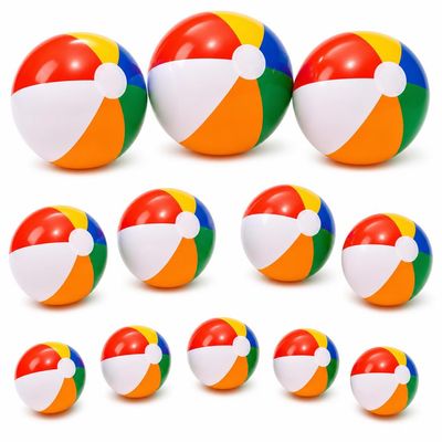 12 Pack Rainbow Inflatable Beach Balls Bulk, 24/16/12 Inch Large Big Beach Balls, Blow Up Beach Ball for Kids, Summer Party Decorations, Pool Beach Party Favors, Backyard Toys and Beach Supplies