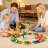 Dinosaur Race Track Set with Suction Cup Track, 360 Gravity Wall Climbing Car Track Toys for Boys Ages 3-8, Flexible Dinosaur Car Track with Light Up Race Car & Building Toys 64PCS view 2