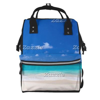 FSQDJLU Beach Sand Surf Ocean Sea Nautical Diaper Bag Backpack for Women, Large Capacity Waterproof Travel Bag with Stroller Straps