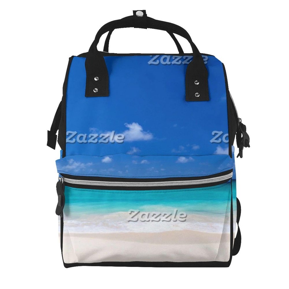 FSQDJLU Beach Sand Surf Ocean Sea Nautical Diaper Bag Backpack for Women, Large Capacity Waterproof Travel Bag with Stroller Straps