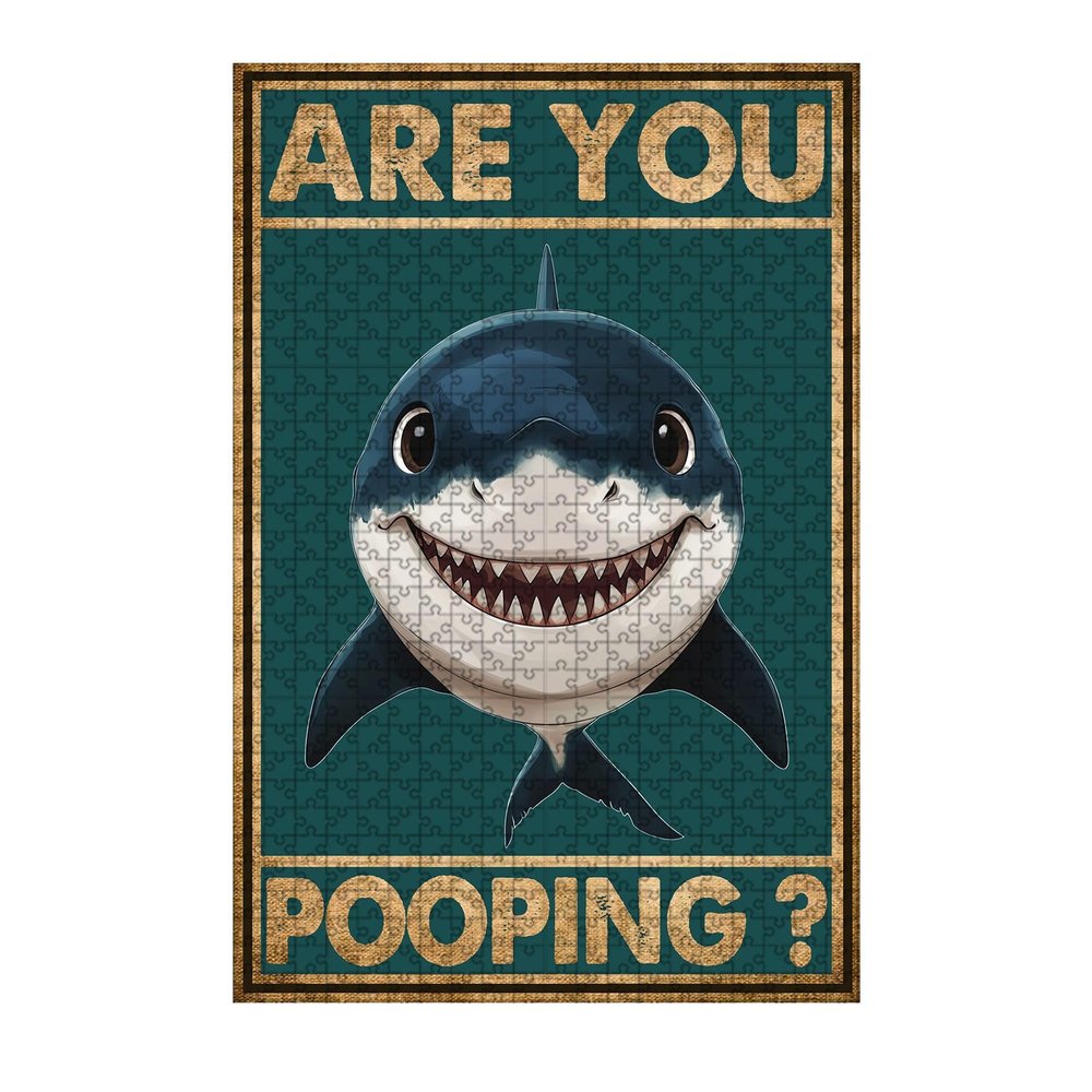 300 Piece Shark Wooden Puzzles are You Pooping Home Decor Birthday Party Puzzle for Men Women Elders Seniors 15.7x11 Inch