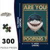 300 Piece Shark Wooden Puzzles are You Pooping Home Decor Birthday Party Puzzle for Men Women Elders Seniors 15.7x11 Inch view 2