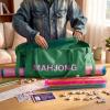 Abbylike 28x9 Inches Mahjong Bag for Rolled Mat Tiles Racks Pushers Accessories Empty Mahjong Tote Bag with Zipper Closure Outer Pockets Lining Large Capacity(Green,Canvas) view 2