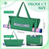 Abbylike 28x9 Inches Mahjong Bag for Rolled Mat Tiles Racks Pushers Accessories Empty Mahjong Tote Bag with Zipper Closure Outer Pockets Lining Large Capacity(Green,Canvas) view 3