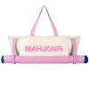 Abbylike 28x9 Inches Mahjong Bag for Rolled Mat Tiles Racks Pushers Accessories Empty Mahjong Tote Bag with Zipper Closure Outer Pockets Lining Large Capacity(Beige&Light Pink,Canvas) view 1