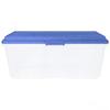 113 Qt Clear Stackable Latching Storage Bin with Smoke Blue Lid view 2