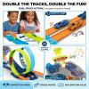Dual Toy Car Race Track Set for Kids 2 Player Loop & Launch Car Track Toy with Score Points, 4 Metal Alloy Racing Cars, Interactive Sound Effects & Competitive Stunt Challenge for Boys & Girls view 2
