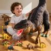 24" Large Dinosaur Toys for Kids 3-8, Tyrannosaurus Rex Figure Toy with Belly Storage for 10+ Mini Dinosaurs, Big T-Rex Eats Toy with Lights Sounds & Mist Spray, Birthday Gifts for Boys Girls Brown view 1