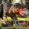 24" Large Dinosaur Toys for Kids 3-8, Tyrannosaurus Rex Figure Toy with Belly Storage for 10+ Mini Dinosaurs, Big T-Rex Eats Toy with Lights Sounds & Mist Spray, Birthday Gifts for Boys Girls Brown view 2