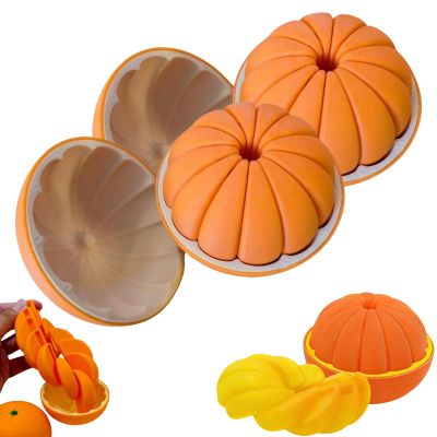 3D-Printed Citrus Fruit Fidget, Upgraded 3D Printed Color Changing Stress Relief Orange, Chain Link Citrus Fruit Stress Twist Fidget Ball, Office and Home Decor for Birthday Gift Party Favors (2pcs)