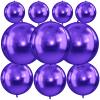 10Pcs Purple Round Foil Balloons, 22" 18" 15" 4D Helium Clear Balloon, Metallic Purple Foil Baloon for Graduation Birthday Wedding New Year 2026 Disco Anniversary Party Decorations view 1