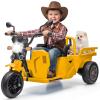 12V Kids Motorcycle, 3-Wheels Electric Tricycle with Trailer, Ride On Tractor Ride on Motorcycle for Kids Toddler, w/Sand Shovel, 2x55W Motor, Bluetooth, Music, Headlight, Gift for Boy Girl, Yellow view 1