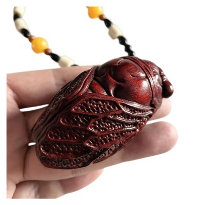 LMCABCDE The piece of golden Cicada Handle Carved in Rosewood is a great success toy car pendant 7.5 x 4 x 3 cm