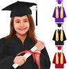 4-5 Years Unisex Kids Kindergarten Shiny Graduation Set Boy Girl 4 Piece Preschool Cap and Gown Tassel Stole 2026 Graduate Party Outfit Ab02- Purple view 1