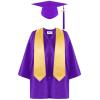 4-5 Years Unisex Kids Kindergarten Shiny Graduation Set Boy Girl 4 Piece Preschool Cap and Gown Tassel Stole 2026 Graduate Party Outfit Ab02- Purple view 2