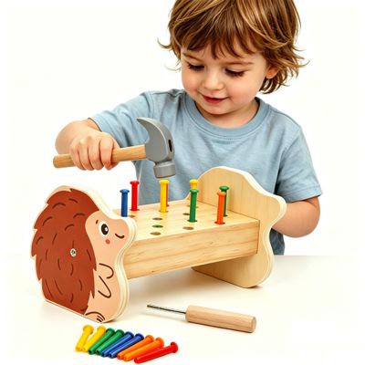 Wooden Hammer Pounding Montessori STEM Toy for Toddler Early Development