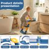Kids Potty Training Seat, Detachable Toddler Toilet Seat Ladder with Adjustable Height PVC Soft Cushion for Toddlers Boys Girls(blue) view 4