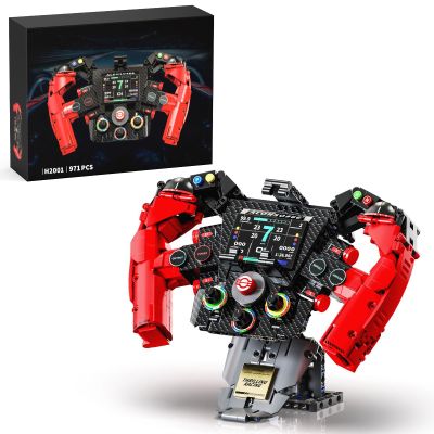 AOUHMN Racing Simulator Steering Wheel Building Set, Collectible Race Decor for Aldult, Ages 14+, with Realistic Features, Model Kit for Motorsports Fans to Display, Gift Idea, (971PCS, A-H2001)