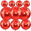 10Pcs Red Round Foil Balloons, 22" 18" 15" 4D Helium Sphere Balloon, Metallic Red Foil Baloon for Graduation Birthday Wedding New Year 2026 Disco Anniversary Party Decorations view 1