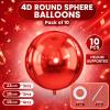 10Pcs Red Round Foil Balloons, 22" 18" 15" 4D Helium Sphere Balloon, Metallic Red Foil Baloon for Graduation Birthday Wedding New Year 2026 Disco Anniversary Party Decorations view 2