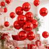 10Pcs Red Round Foil Balloons, 22" 18" 15" 4D Helium Sphere Balloon, Metallic Red Foil Baloon for Graduation Birthday Wedding New Year 2026 Disco Anniversary Party Decorations view 4