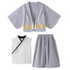 Dizoon Kids Boys Girls 3-Piece Set Japanese Kimono Spring Fall Long Sleeve Coat Vest Pants Japanese Style Costume view 1