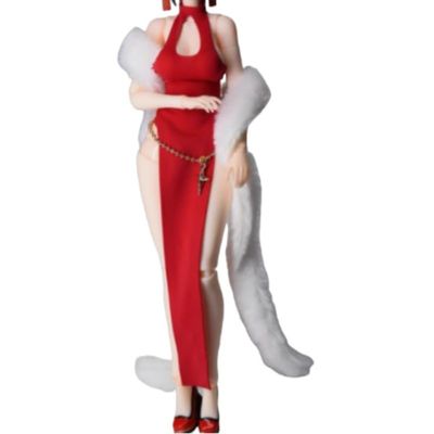 1/12 Scale Female Soldier Dress Cheongsam Doll Clothing for 6'' Action Figures (Only Red Dress,1/12)