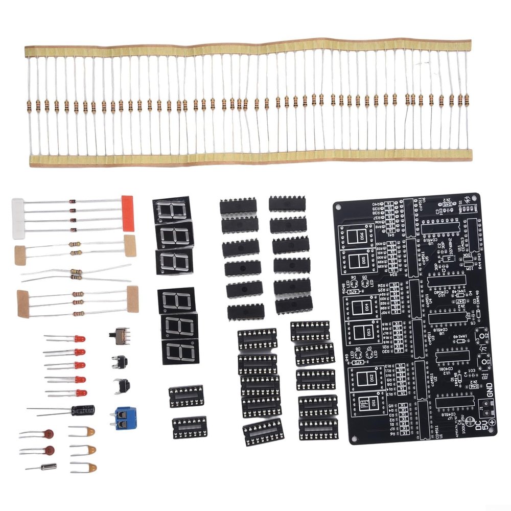 Digital Clock Kit, 6-Bit DIY Soldering Project, DC 4.5V-5.5V Electronic Training Tool Teaching and Learning(Parts)