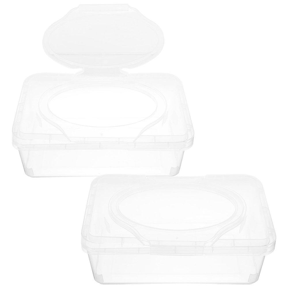 CHILDWEET Wipes Dispenser Box with Lid Pp Portable Wet Tissue Holder for Travel and Stroller 2pcs Dustproof Storage Container for Care