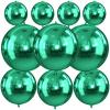 10Pcs Green Round Foil Balloons, 22" 18" 15" 4D Helium Sphere Golden Balloon, Metallic Green Foil Baloon for Graduation Birthday Wedding New Year 2026 Disco Anniversary Party Decorations view 1