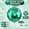 10Pcs Green Round Foil Balloons, 22" 18" 15" 4D Helium Sphere Golden Balloon, Metallic Green Foil Baloon for Graduation Birthday Wedding New Year 2026 Disco Anniversary Party Decorations view 2