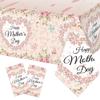 KEWUFD 2PCS Happy Mothers Day Tablecloths Mothers Day Decorations Table Covers for Mom Birthday Anniversary Party Decoration Supplies view 1