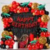 Lukinuo Cheetah Cherry Balloons Arch Kit Red Black Leopard Cherry Birthday Decorations Kit with Birthday Foil Banner and Black Laser Fringe Curtain for Girls Night view 1