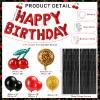 Lukinuo Cheetah Cherry Balloons Arch Kit Red Black Leopard Cherry Birthday Decorations Kit with Birthday Foil Banner and Black Laser Fringe Curtain for Girls Night view 2