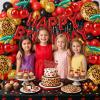 Lukinuo Cheetah Cherry Balloons Arch Kit Red Black Leopard Cherry Birthday Decorations Kit with Birthday Foil Banner and Black Laser Fringe Curtain for Girls Night view 3