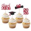 2026 Graduation Cupcake Toppers 36 PCS, Glitter Class of 2026 Grad Cap Diploma Picks for Graduation Party Cake Decorations Supplies Red view 1